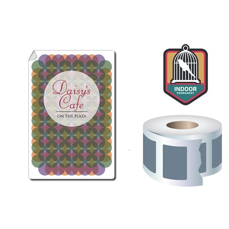 Roll Stickers / Decal - Indoor Permanent - 5x4 Rectangle Shape 1