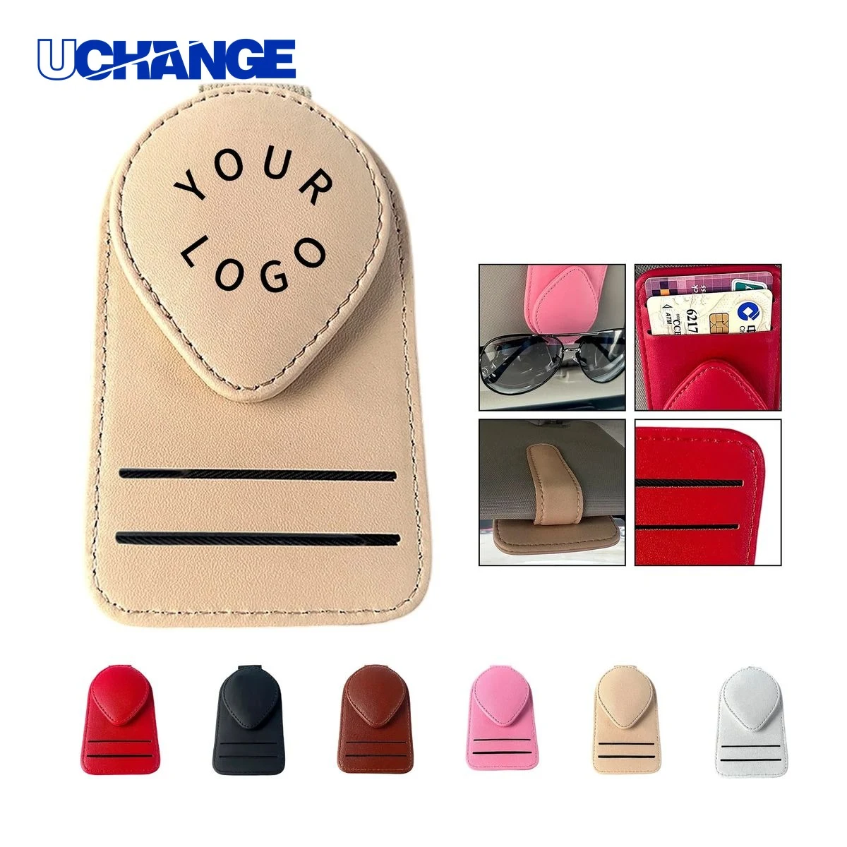 PU Leather Sunglass Holder Organizer for Car Visor 1