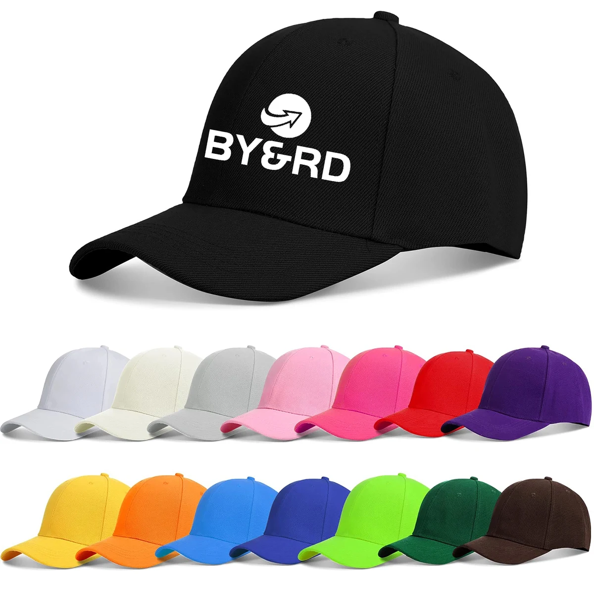 6 Panel Structured Baseball Caps w Custom Logo Adjustable 1