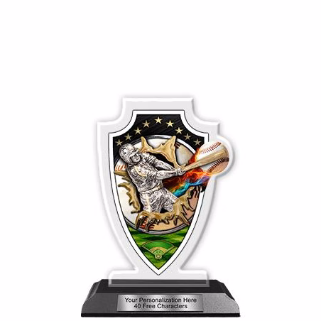 Acrylic Trophy: 6" Arrow Head, Baseball Field Desi