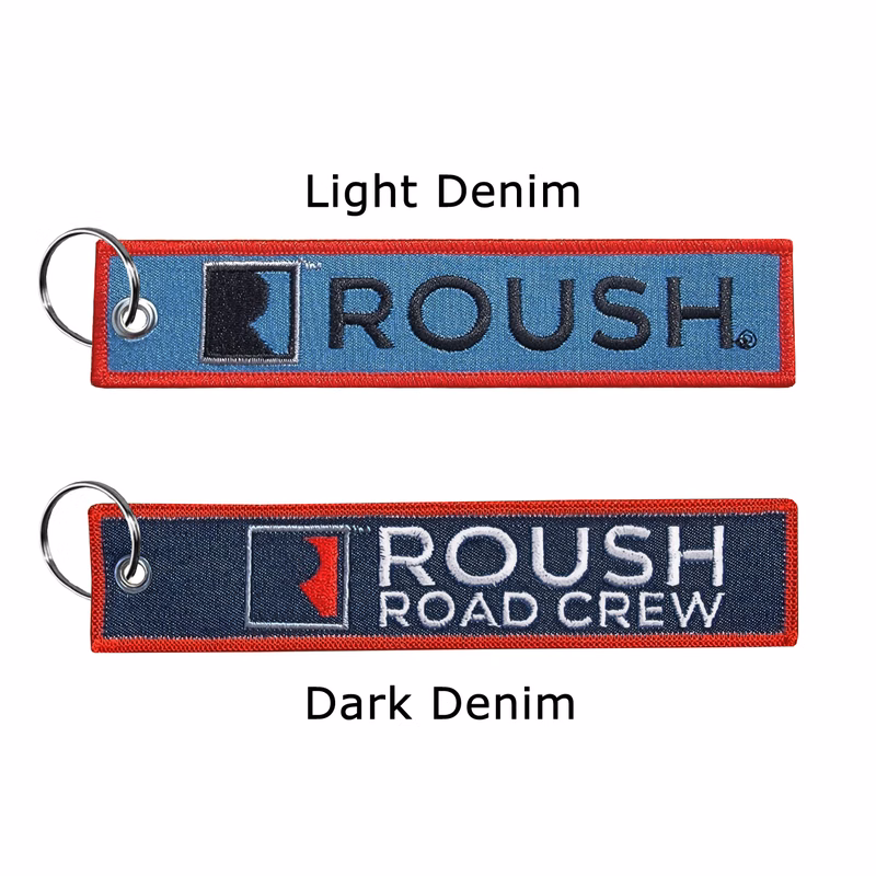 1 ¼" x 6 ¼" Two Sided Embroidered Big Size Denim Key Ring