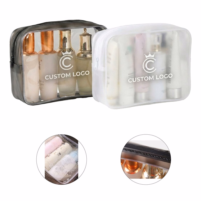 Clear PVC Toiletry Bag with Black Trim