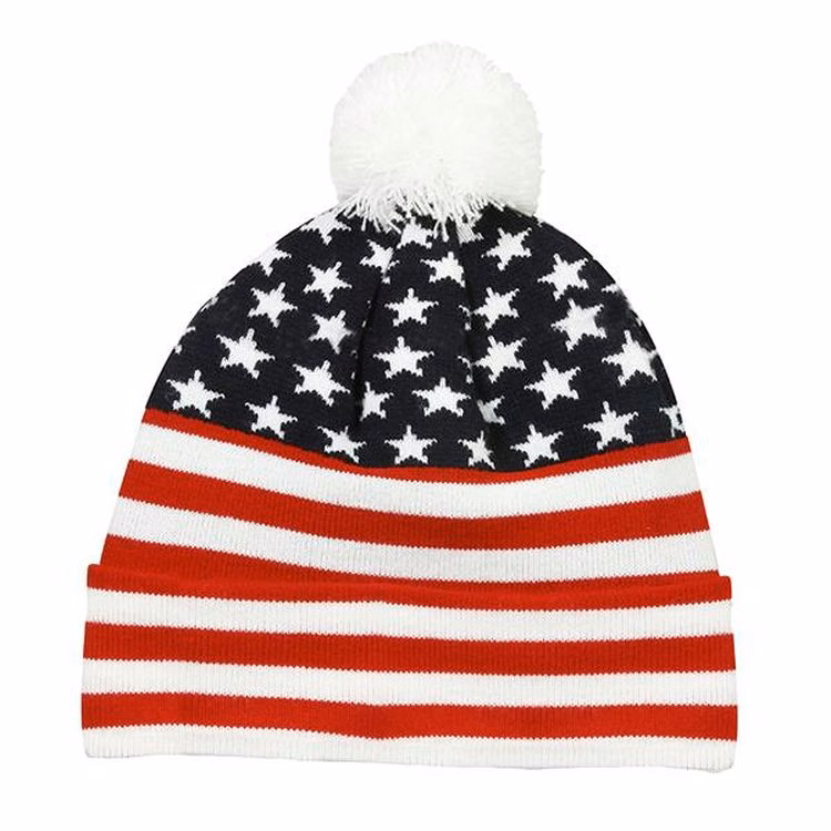 Americana Watch Cap w/Pom