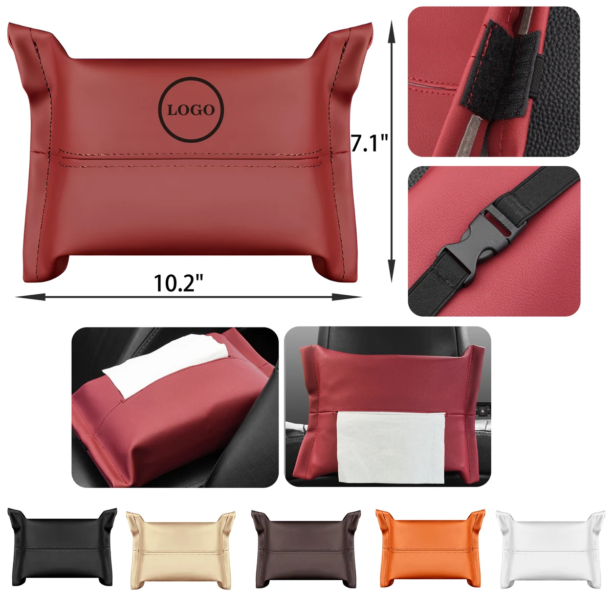 MOQ 50 PCS Durable Leather Car Tissue Box 1