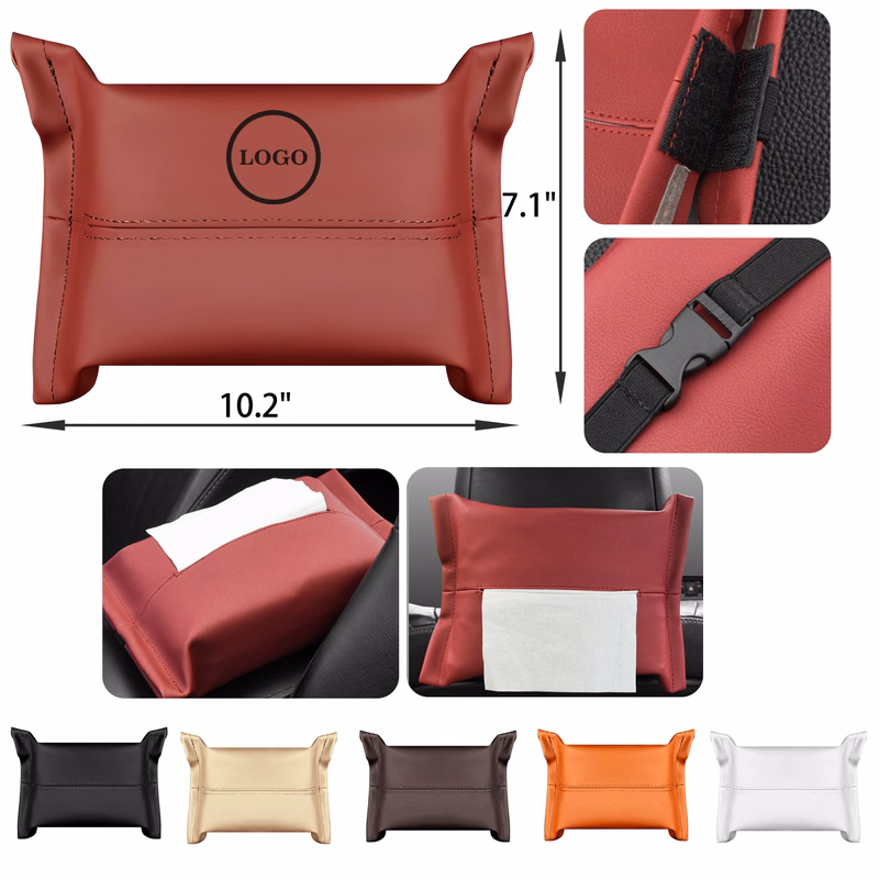 MOQ 50 PCS Durable Leather Car Tissue Box