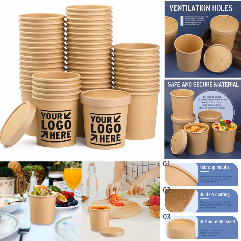 12 Oz Kraft Paper Containers for Food