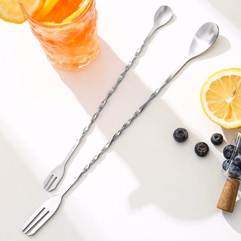 Bar Mixing Spoon 10" Stainless Steel for Bubble Tea Drinks