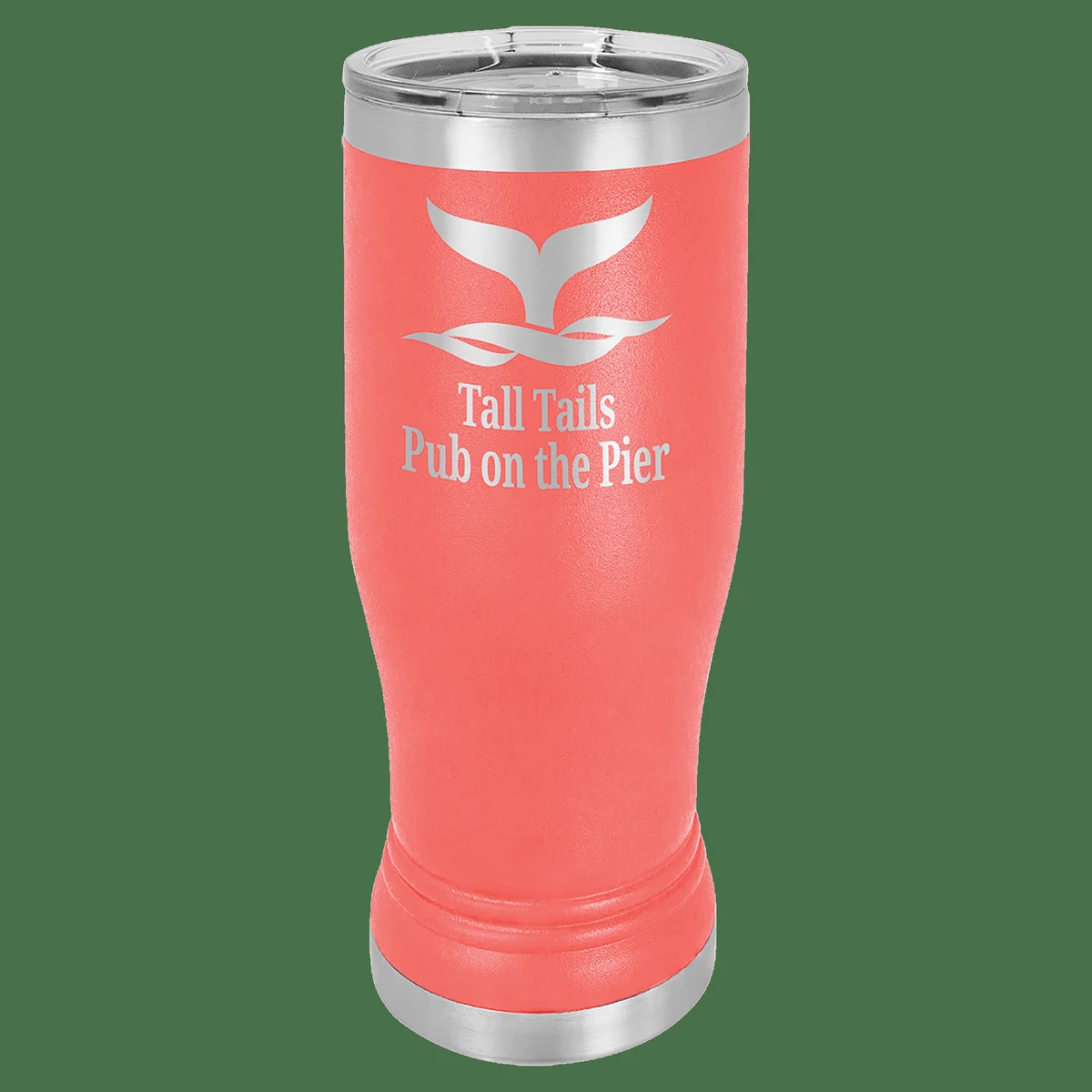 14 oz. Coral Laser Engraved Polar Camel Pilsner Tumbler w/Clear Lid 1
