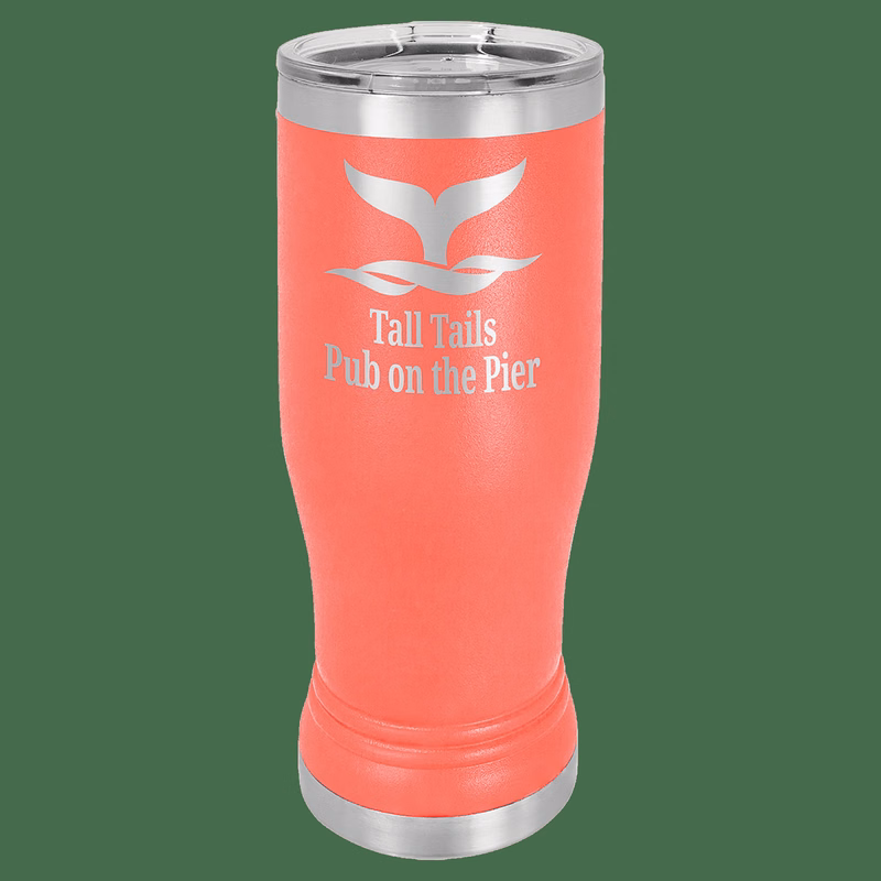 14 oz. Coral Laser Engraved Polar Camel Pilsner Tumbler w/Clear Lid