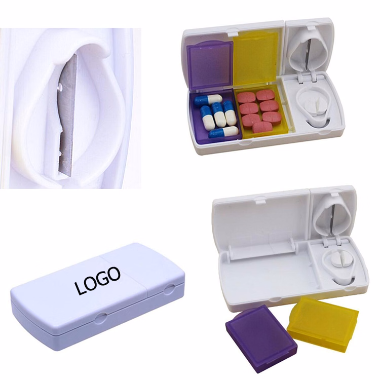 Portable Pill Box With Pill Cutter