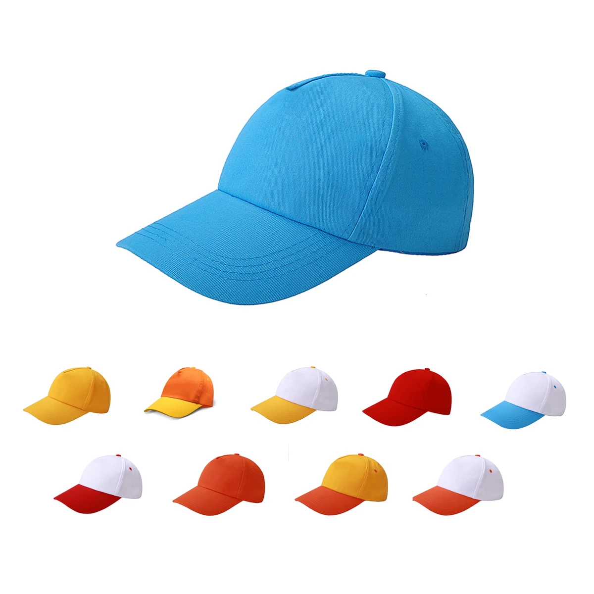 Stock 2-Tone Cotton Twill 5 Panel Cap w/Velcro Back Fastener 1