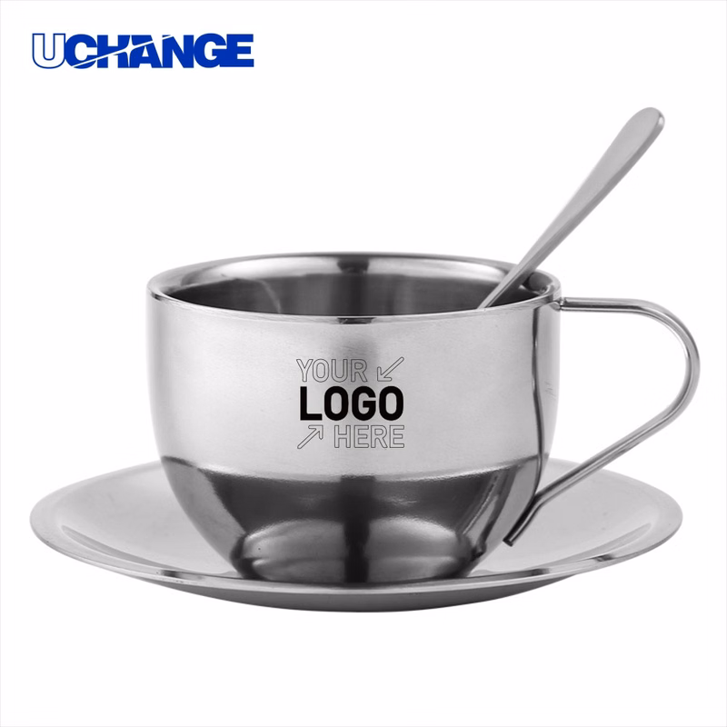 Stainless Steel Cup and Saucer Set