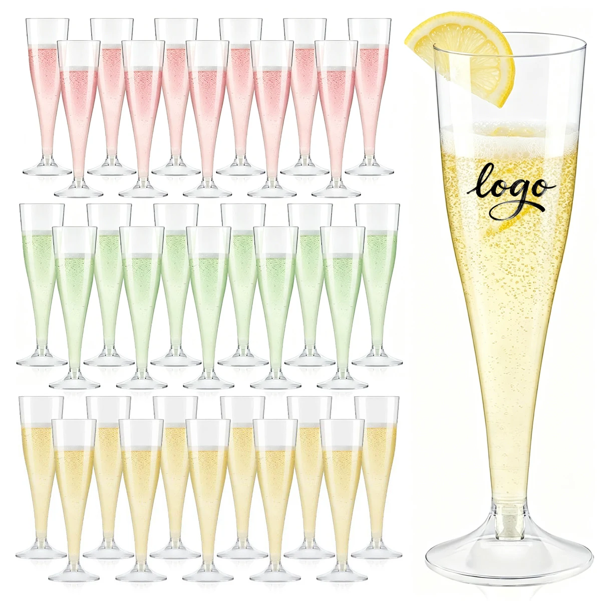 4oz Clear Disposable Plastic Champagne Flutes 1