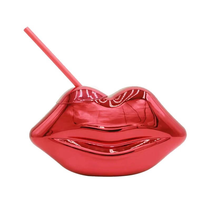 Lip Shaped Tumbler Cup with Straw 1