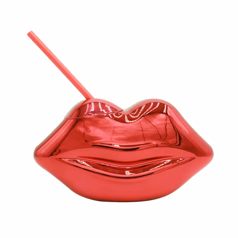 Lip Shaped Tumbler Cup with Straw