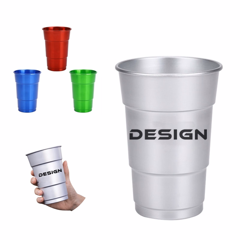 MOQ 50 Promotional 17oz Reusable Aluminum Cup for Events & Parties