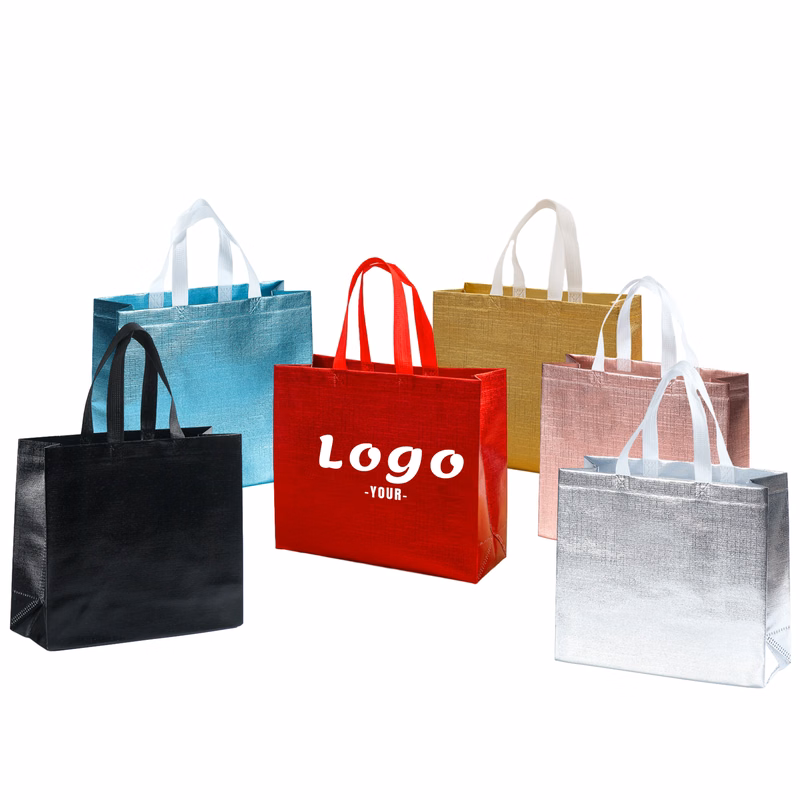 Reusable  Glossy Non-woven Laser Tote Bag