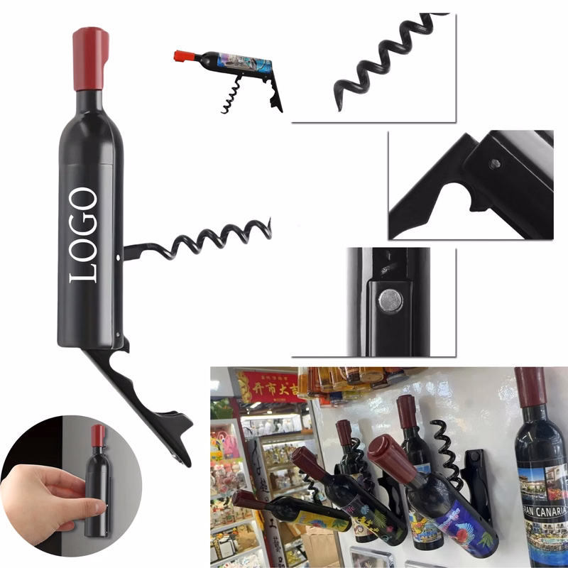 Red Wine Bottle Fridge Magnets With cup Openers