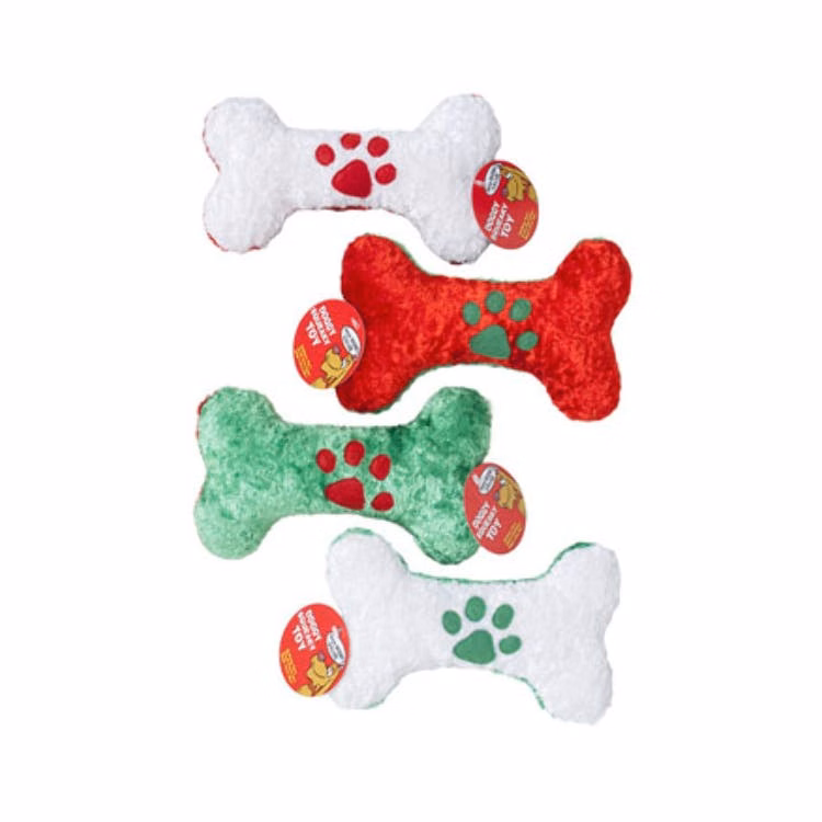 Christmas Dog Toys - Chenille Bone Assorted Colors