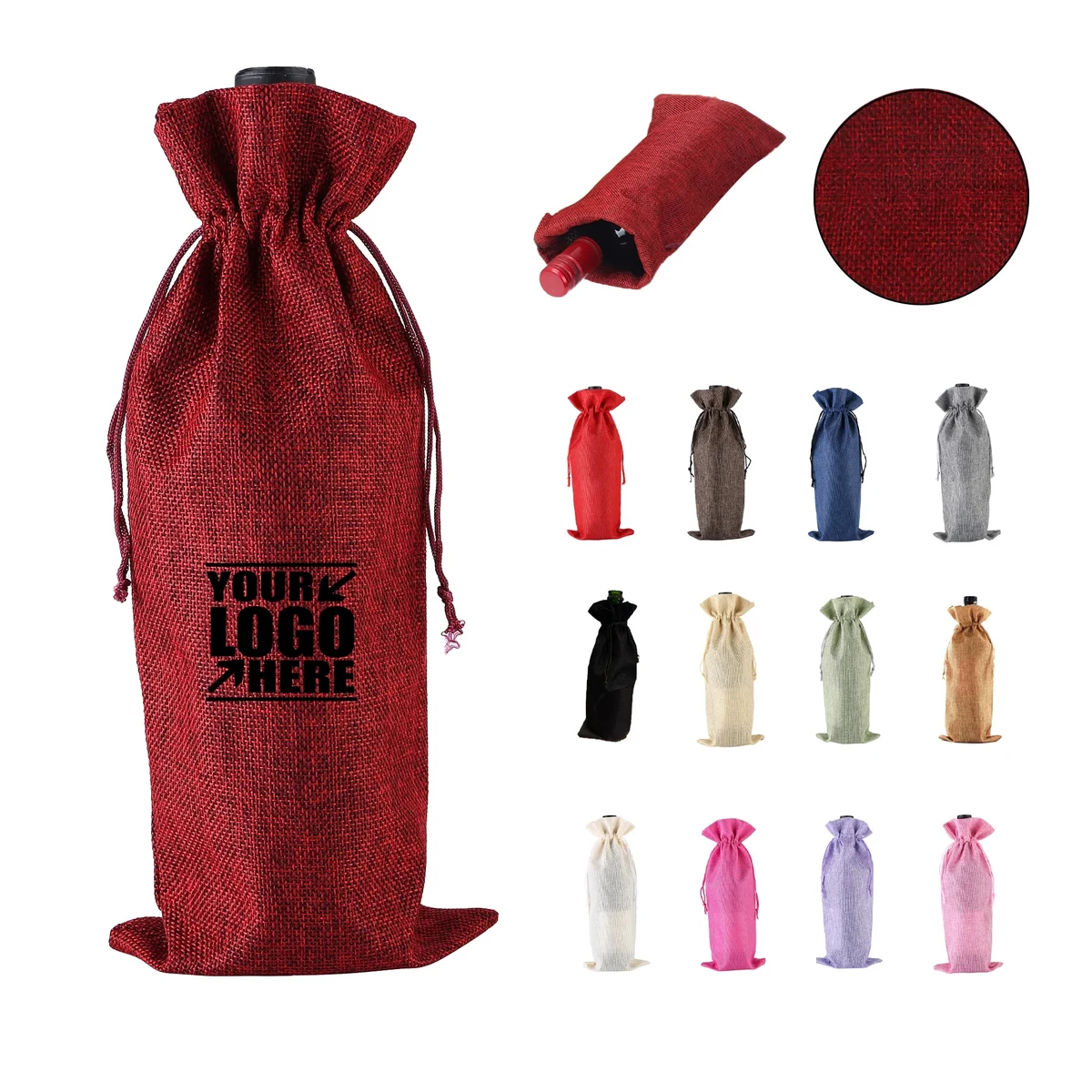 MOQ50 Burlap Drawstring Wine Bottle Gift Bags 1