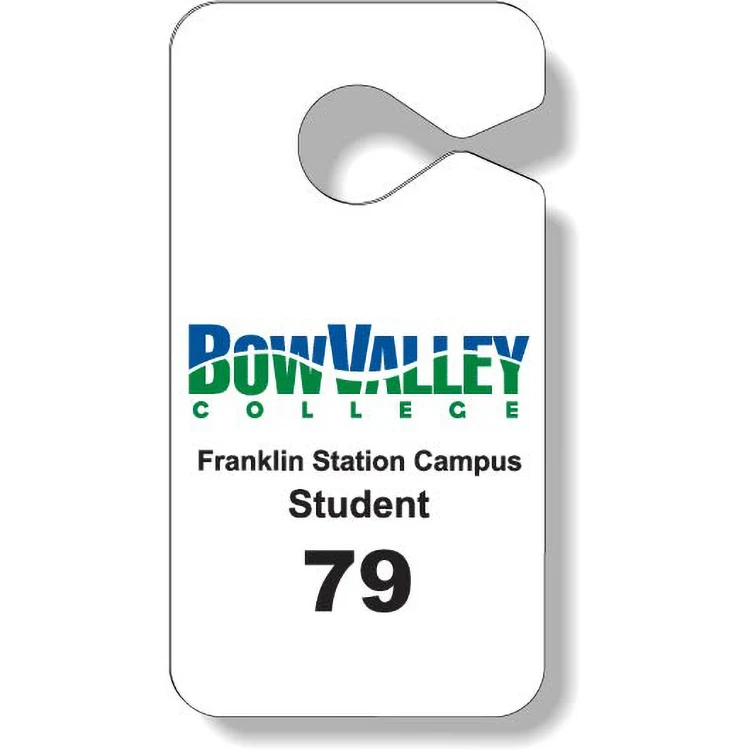 .020 White Gloss Plastic Parking Tag / Permit (2.75"x5.25"), Spot Colours 1