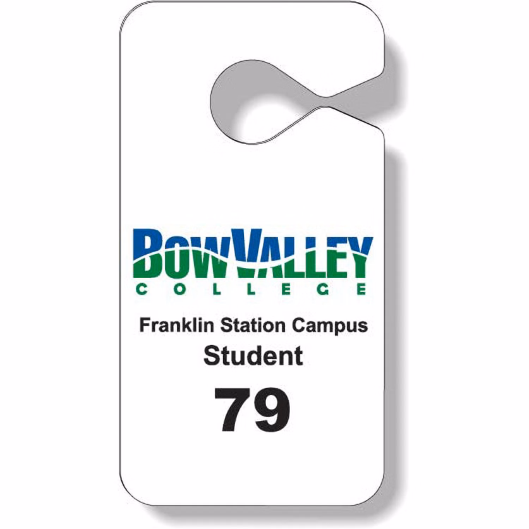 .020 White Gloss Plastic Parking Tag / Permit (2.75"x5.25"), Spot Colours