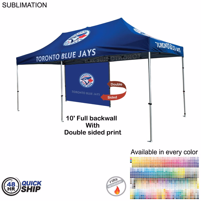 48 Hr Quick Ship - 10' Back Wall for 10x20 Tent Kit, Sublimated, Double Sided Print