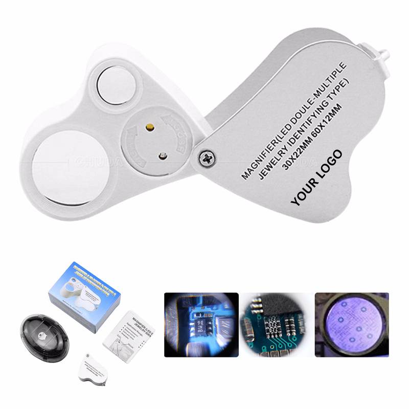 Folding Jewelry Loupe With Dual LED 30X 60X 1.88" x 1.25" x 1"