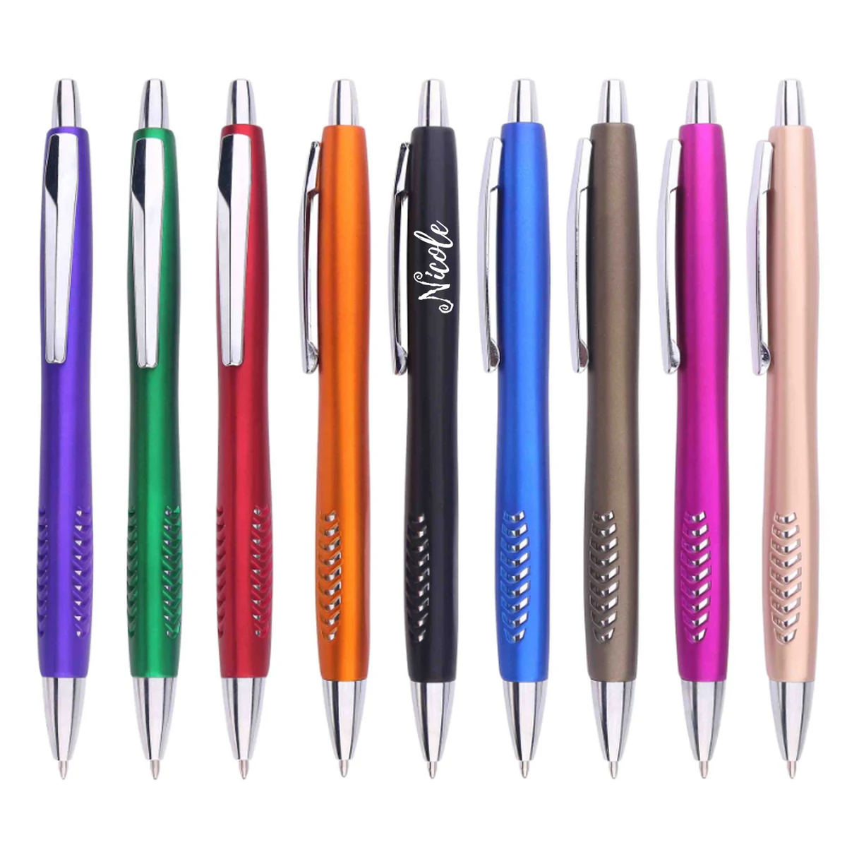 Metallic Color Retractable Plastic Ballpoint Pen 1