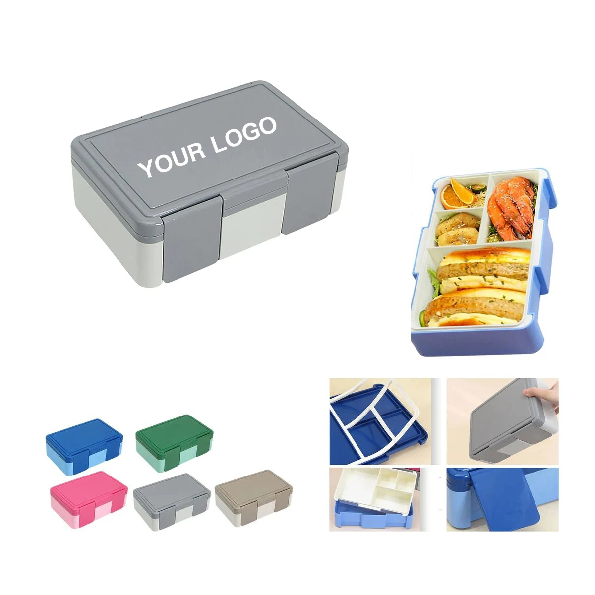 Meal Prep Lunch Box with Dividers and Cutlery 1