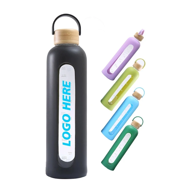 Custom 34 oz Glass Water Bottle with Time Marker 1
