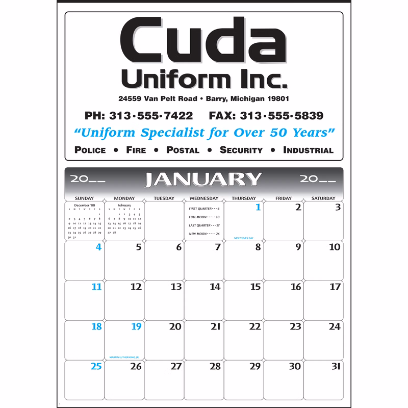 Style 86 Large 12-Sheet Calendar