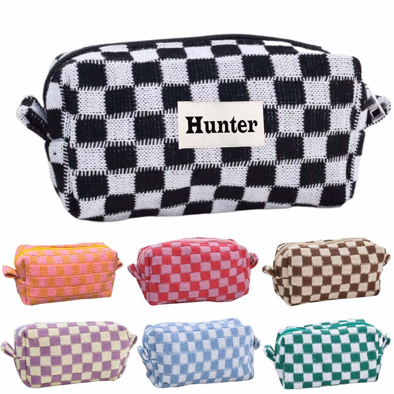 Checkered Makeup Bag