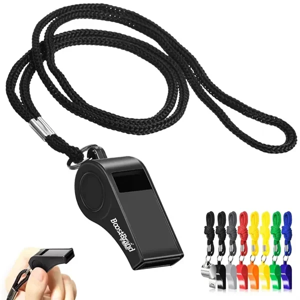 Custom ABS Plastic Whistle with Braided Lanyard — Sports Coach Safety Gear Promo 1