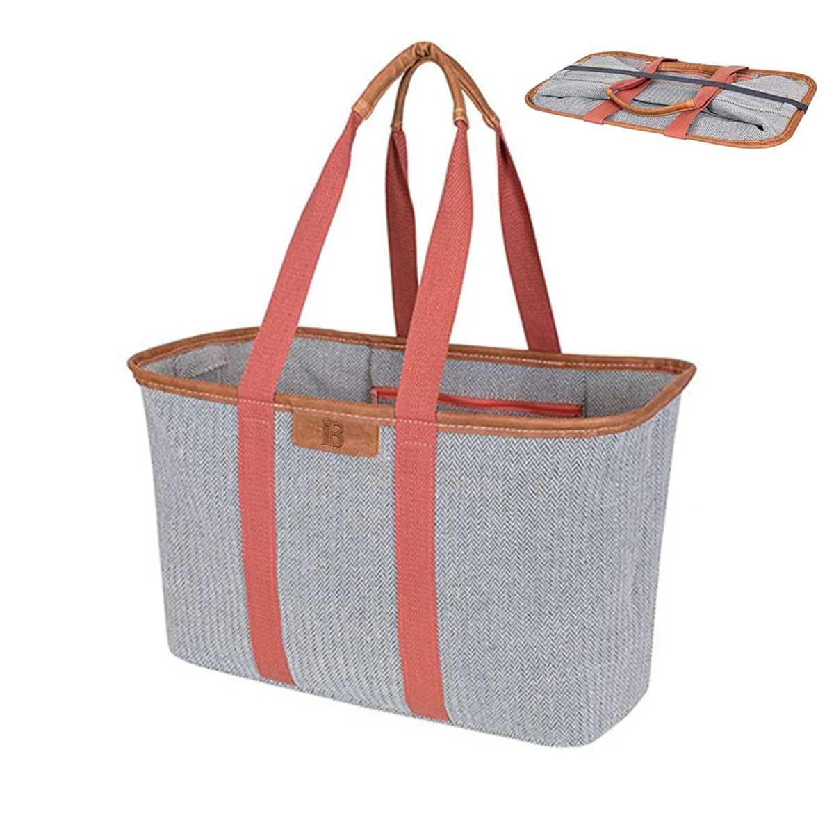 Large Canvas Foldable Grocery Shopping Bag, custom tote bag with logo imprint 1
