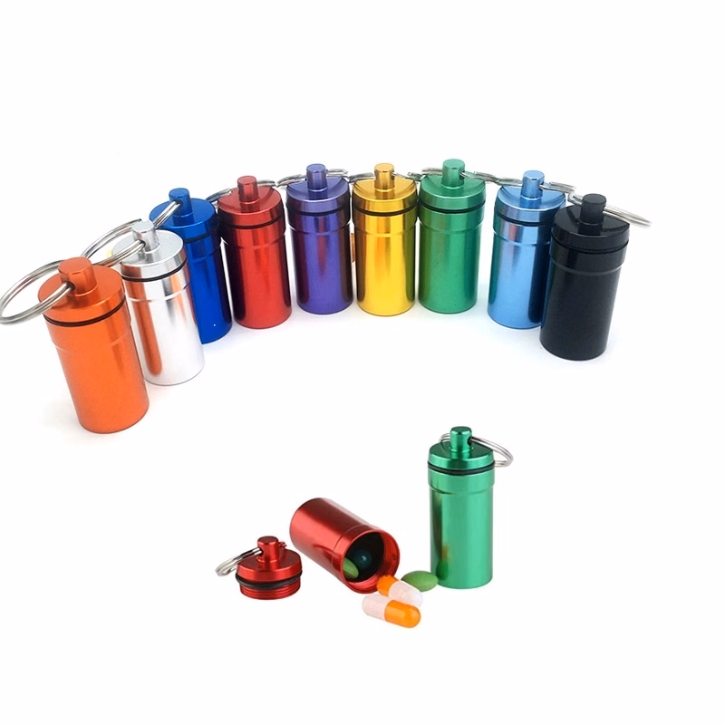 Waterproof Aluminum Pill Holder Keychain Container