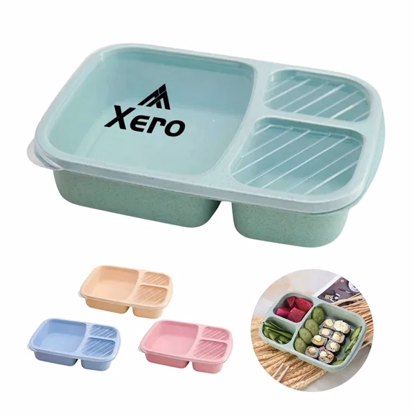Custom Wheat Straw 3 Compartment Lunch Container — Eco Friendly Food Storage Box