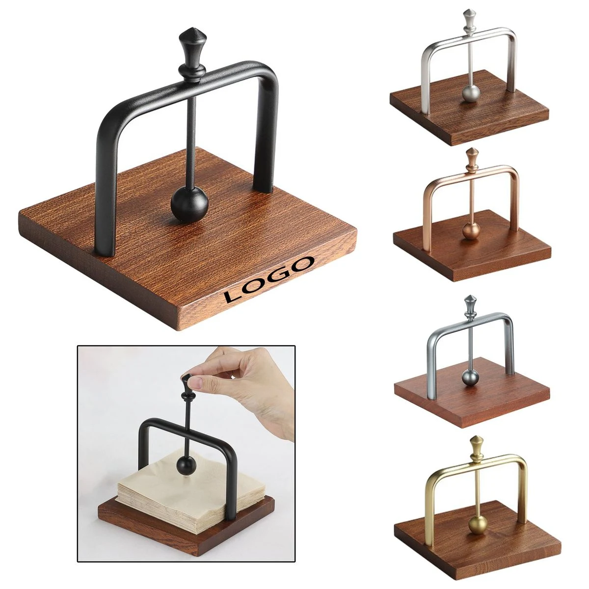Solid Wood Metal Napkin Storage Rack 1