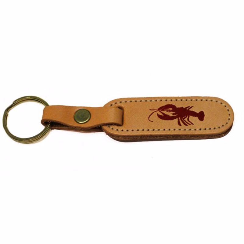 Rounded Rectangular Leather Key Chain