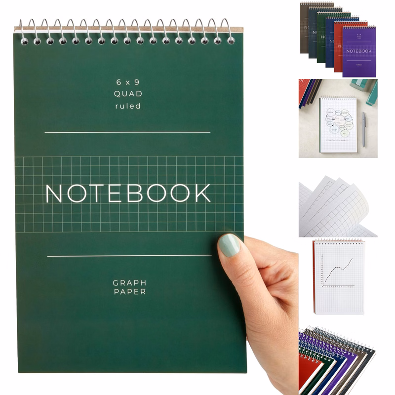 6 Pack Quad Ruled 6x9 Inch  Notebook