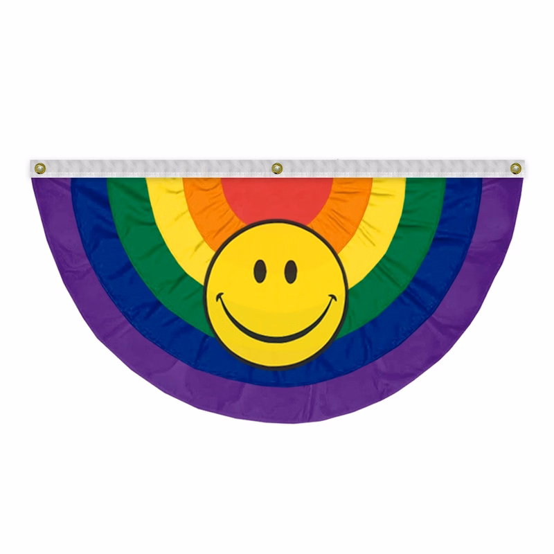 Rainbow with smiley face Pride Pleated Full Fan