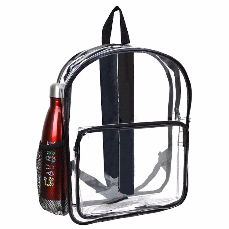 16" Heavy Duty Clear Security Backpack - Black