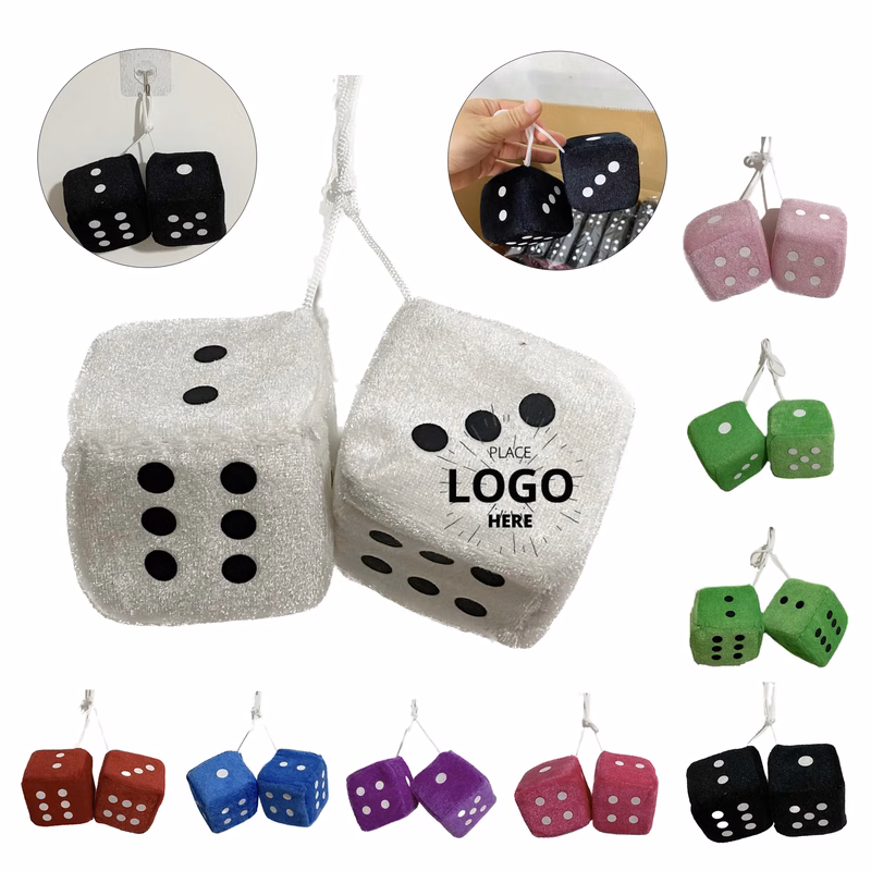 Pair of Plush Dice Car Pendant