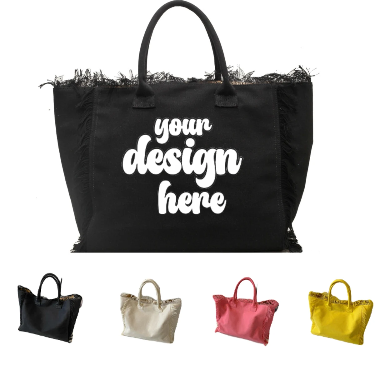 Premium Canvas Tote With Fringes 1