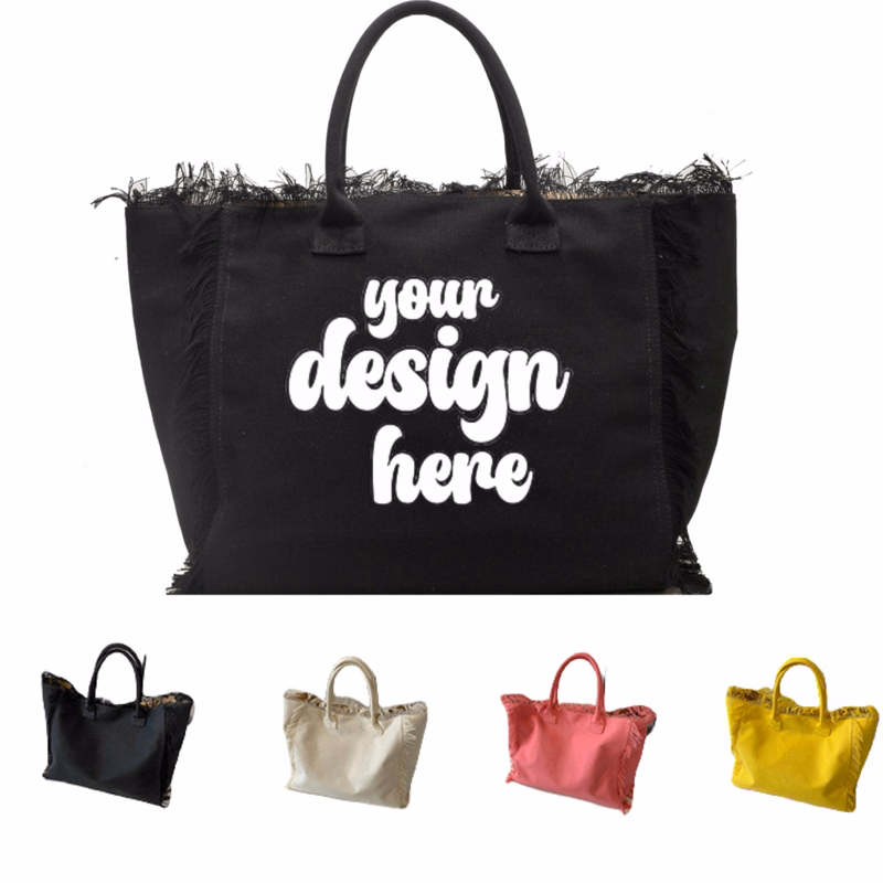 Premium Canvas Tote With Fringes