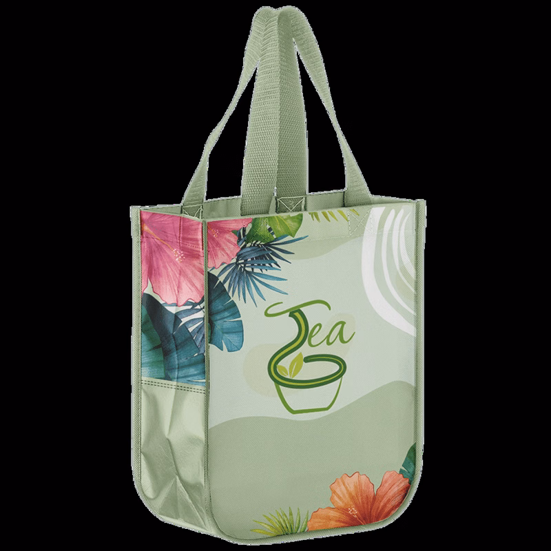 Custom Laminated Lulu Style Shopper Tote Bag - 12" x 9" x 4"