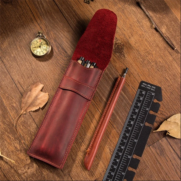Retro style leather pen bag 1