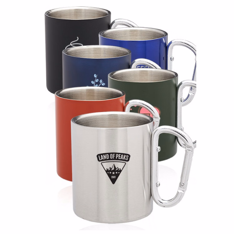 10 oz. Carabiner Handle Stainless Steel Mug