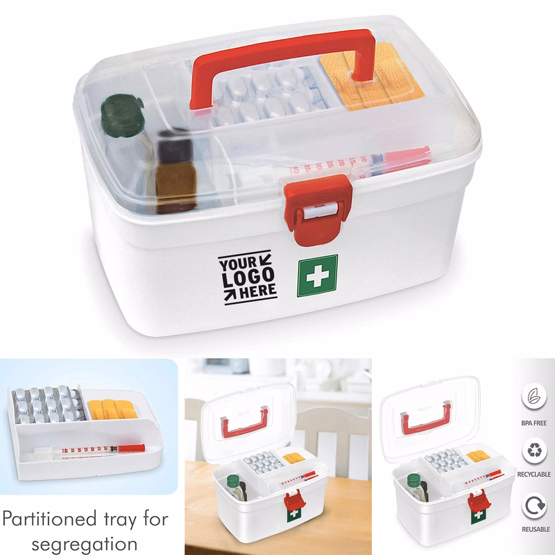 Milton Medical Organizer First Aid Empty Medicine Storage Box Family Emergency Kit with Lockable Lid