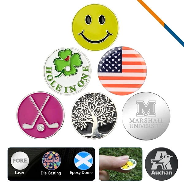 Custom Stainless Steel Golf Ball Marker with Magnetic Base — Compact Personalized Gift 1